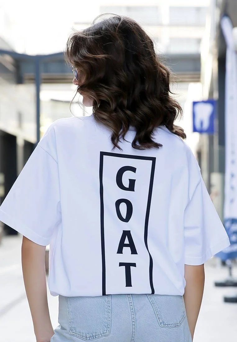 Women Vegan White T-Shirt - Goat Design
