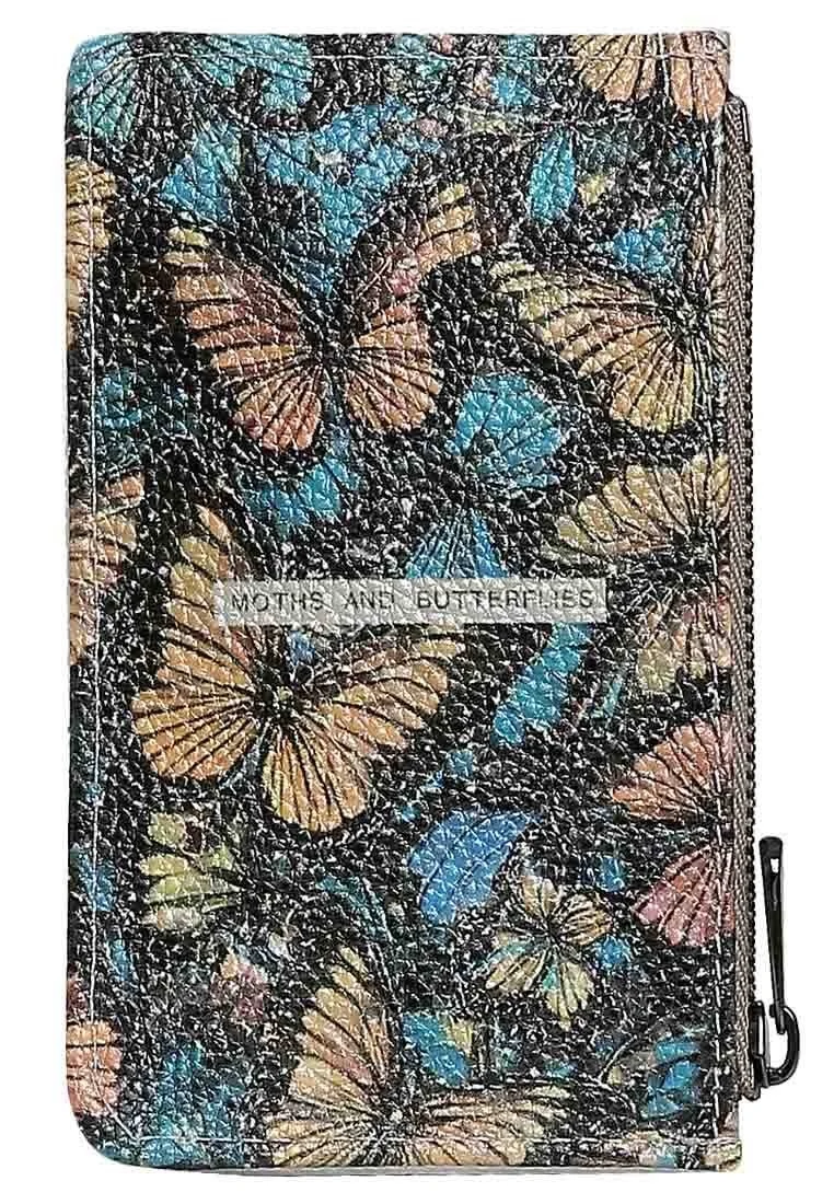 Women White Wallet - Moths and Butterflies Design
