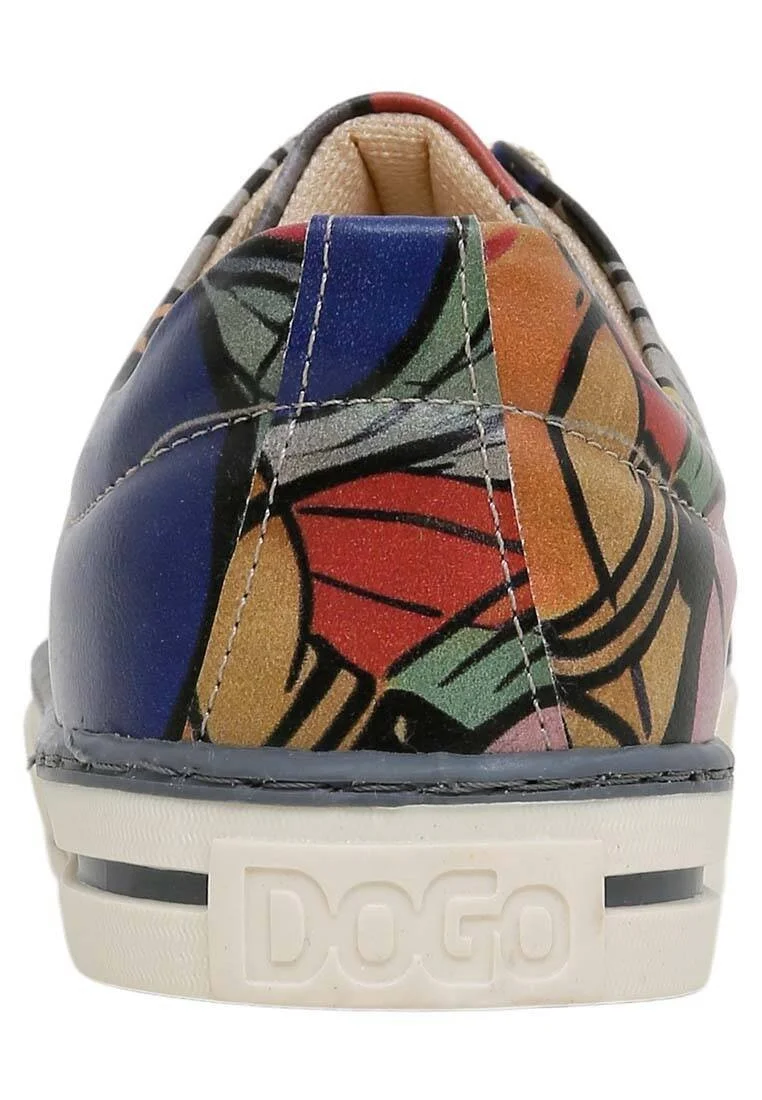 Femme Cuir Vegan Gris Baskets - Cubic Faces Motif